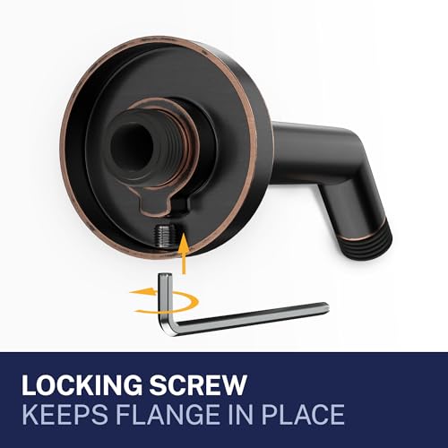 HammerHead® Solid Metal Shower Arm and Flange - 7.5 Inch 304 Stainless Steel Extension Pipe - Universal Shower Head Arm with Flange and Locking Screw, Oil Rubbed Bronze - color: Oil Rubbed Bronze
