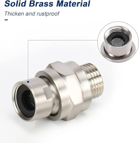 NearMoon Shower Head Swivel Ball Adapter - Solid Brass Shower Connector Ball Joint Adjustable Universal Shower Arm Extension Component (Brushed Nickel) - color: Brushed Nickel