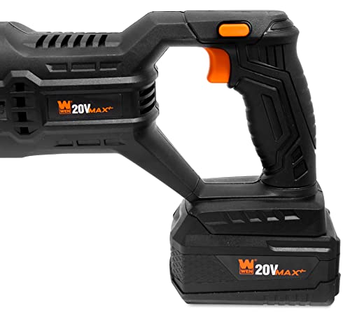 WEN Cordless Reciprocating Saw, Brushless with 20V Max 4.0 Ah Lithium-Ion Battery and Charger (20630) - size: Cordless