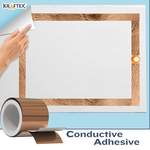 Kraftex Copper Tape [2 Inch x 33ft]. Conductive Adhesive use as Copper Tape for Slugs, Copper Shielding Tape for Guitars, Faraday Tape or Copper Flashing roll. - size: 2" × 33 ft