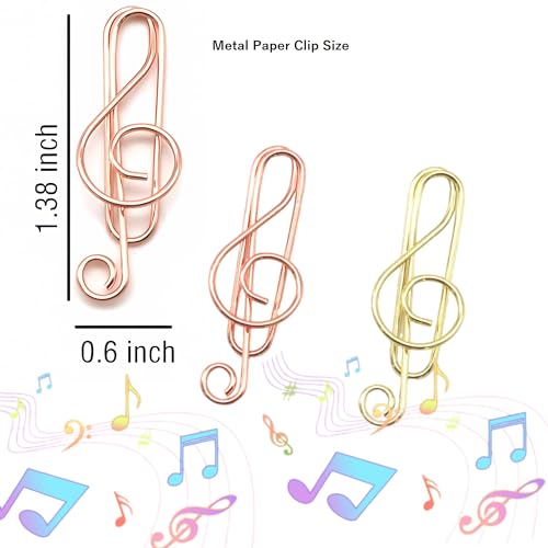 40 Pcs Note-Shaped Paper Clips - Fun Metal Paperclips Perfect for Office, School, Home File Organization, Wedding, Party Decorations, and DIY Crafts (Gold, Rose Gold) - style: NOTE