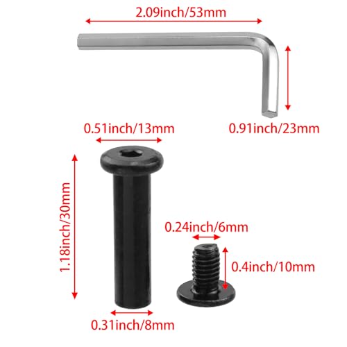 20 Sets M6 x 30mm Black Binding Post Screws,Hex Drive Rivet Socket - size: M6 x 30mm