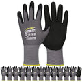 LOCCEF MicroFoam Nitrile Coated Safety Work Gloves - color: Grey 12-pairs