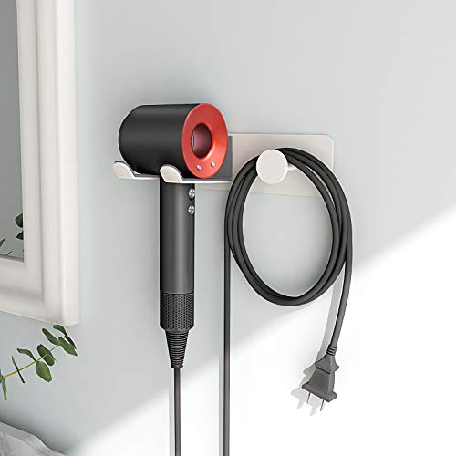 FLE Adhesive Hair Dryer Holder Blow Dryer Wall Mount Bathroom Rack White - color: White
