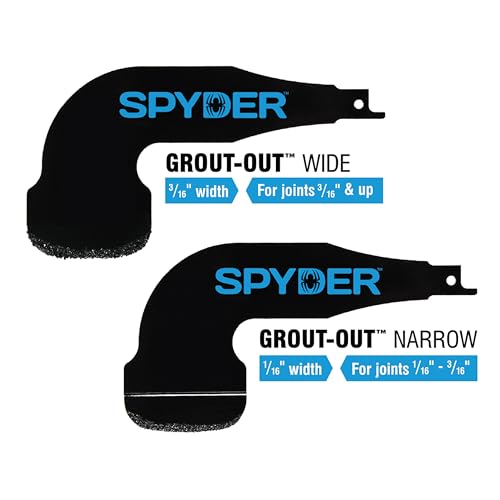 Spyder 2-Piece Grout Remover Tool Set, Accessory for Reciprocating Saws, for Grout Joints 1/16-3/4" (5-Pack) - size: 1/16 to 3/4-inch