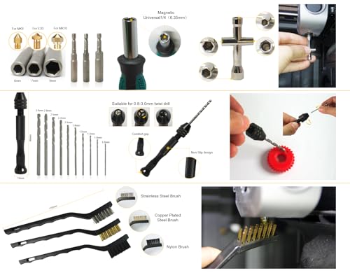 3D Printer Tool Kit Essential with Cutter,Caliper, Scraper, Drill & Deburring Tool for Removing, Smoothing, Finishing and Drilling (132 3D Printing Tool Kits)