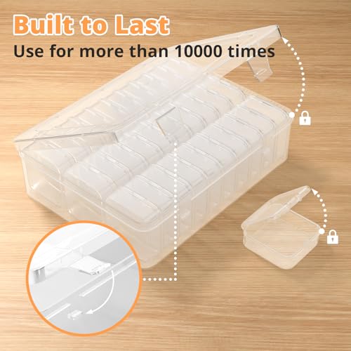 Mathtoxyz Bead Organizer Box, 62Pcs Small Organizers and Storage Plastic Cases, Mini Clear Storage Containers With Hinged Lid, Rectangle for Bracelet Making, DIY Jewelry Craft, Nail - size: Clear - 2P