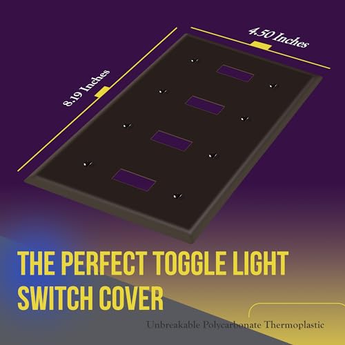 ENERLITES Quad Toggle Light Switch Wall Plate, Standard Size 4-Gang 4.50" x 8.19", Unbreakable Polycarbonate Thermoplastic, 8814-BR, Brown - color: Brown, size: Standard Size