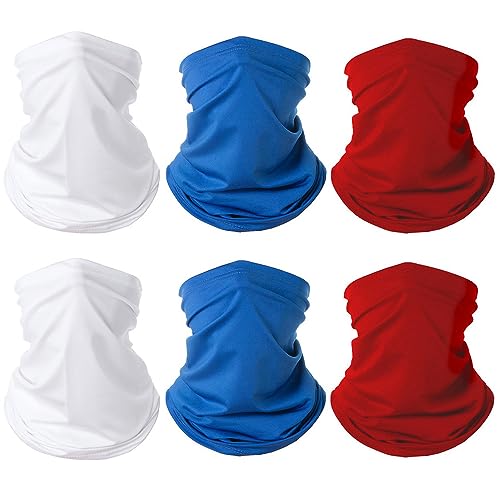 6 Pieces Summer Face Cover Scarf Mens Neck Gaiter For Men Women UV Protection Face Breathable Sun Protection Cycling Running - color: 2 White+2 Blue+2 Red