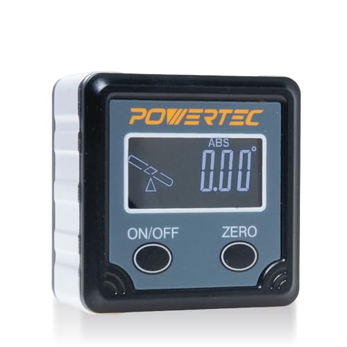 POWERTEC 71828 Table Saw Angle Gauge, Digital Angle Finder Protractor, Digital Level Box, 1 Pack, Digital Angle Gauge for Woodworking, Table Saw, Miter Saw