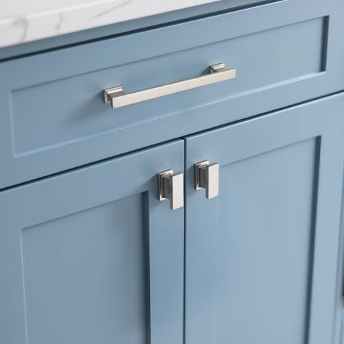 KNOBWELL 6 Pack Brushed Nickel Solid Cabinet Pulls 6-3/10 Inch(160mm) Hole Center Kitchen Cabinet Handles,Cabinet Hardware for Cupboard Drawer Pulls - color: Brushed Nickel, size: Hole Center：6-3/10 inch（160mm）
