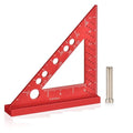 Carpenter Square, Small Triangle Square, 90 Degree Small Square Ruler, Woodworking Measuring Tool with Fixed Miter Angle Pin (Red) - color: Red-Small