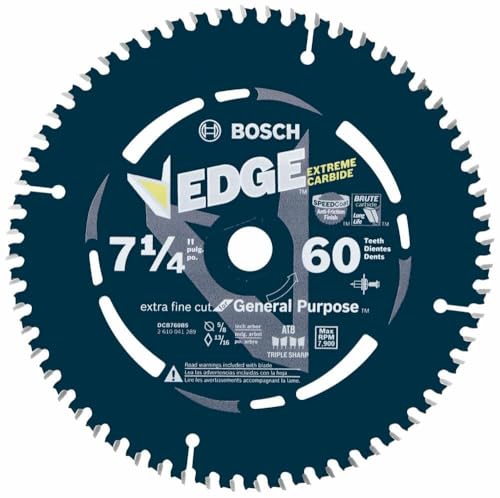BOSCH DCB760 7-1/4 in. 60 Tooth Edge Circular Saw Blade for Extra-Fine Finish - size: 7-1/4" Diameter, style: 60 Teeth