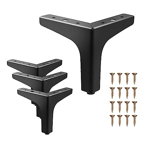 AODIOU Furniture Legs Metal feet: Couch Legs 6 Inch Sofa Cabinet Legs Replacement Black Legs for Furniture Set of 4 - color: Black, size: 6'' / 15cm(4PCS)