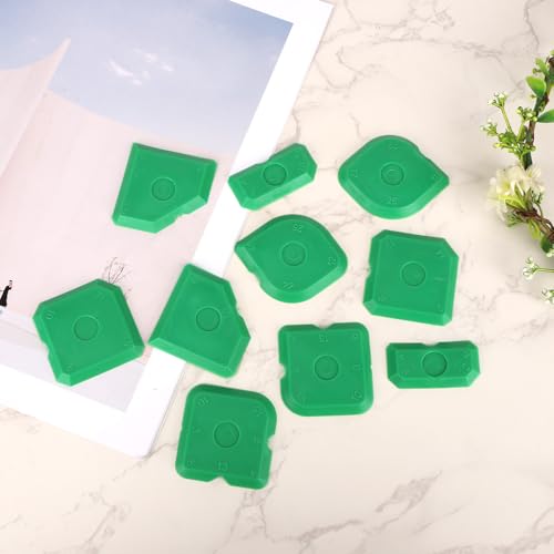 Tinoaly 10pcs Silicone Caulking Tool Kit, Caulk Remover Tool Portable Sealant Scraper Reusable Grout Scraper for Kitchen Bathroom Floor (Green) - color: Green