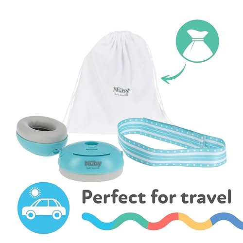 Nuby Soft Sounds Noise-Canceling Earmuffs with Travel Case - color: Blue
