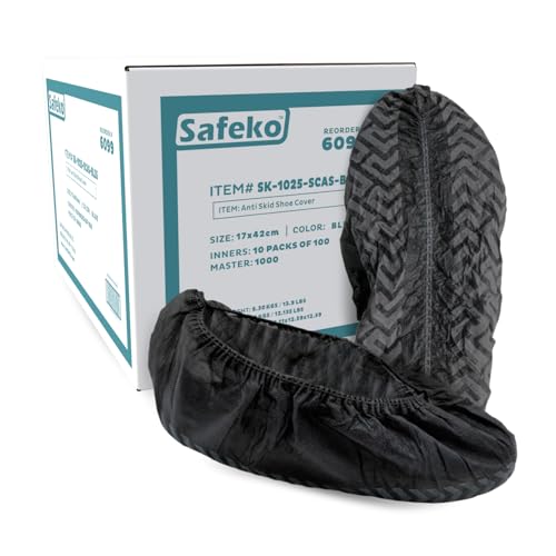 Premium Disposable Boot & Shoe Covers Booties, Durable, Non-Slip, Non-Toxic, Recyclable Protectors, Fits Most Shoes - Black - 10 Packs of 100 (1000) - style: Black Case of 1000