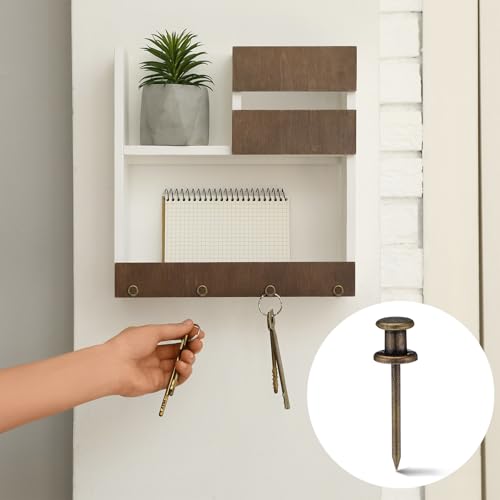 Watersay 50 Pcs Double Headed Picture Hanging Nails, Bronze, Gongzi - color: Bronze, style: Gongzi