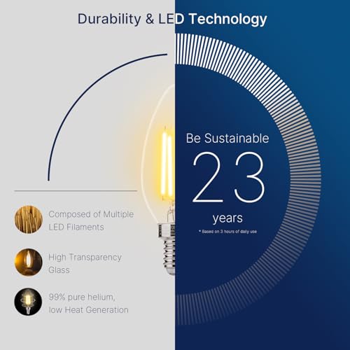FLSNT 60W Equivalent LED Chandelier Light Bulbs, Dimmable LED B11 E12 Candelabra Base Bulbs, 3000K Warm White, 500LM, 12 Pack - color: 3000k Warm White, size: 12 Count (Pack of 1)