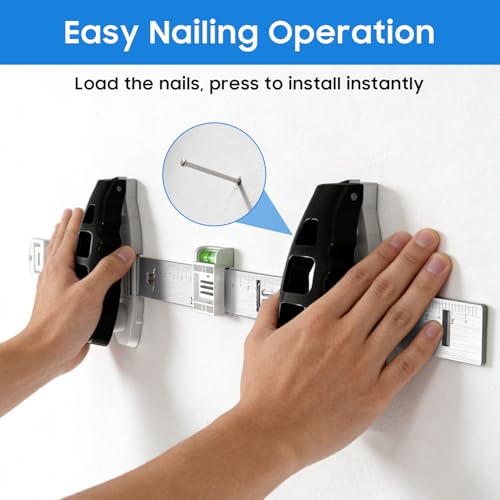 3-in-1 Picture Hanging Tool, Art Hanging System with Wall Alignment, Size Marking & Push-to-Nail Technology, Supports Up to 25 Inch Double Nailing