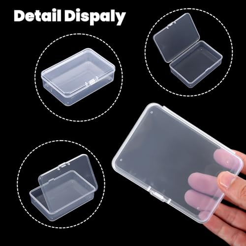 4 Pcs Mini Clear Plastic Storage Containers Box with Lid, Small Rectangle Organizer 3.7x2.5x1 Inches Small Plastic Case for Collecting Business Cards, Accessories, Crafts, Beads, Jewelry, Screws