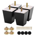 Michanco 3 Inch Black Sofa Legs Set of 4 Square Tapared Wood Furniture Feet for Couch Sofa Ottoman - size: 3 Inch Black