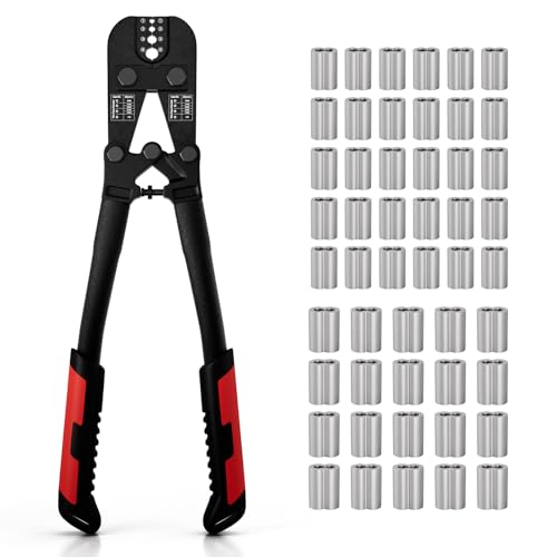 Sanuke Wire Rope Crimping Tool Kit, 3/64"-1/8" Steel Cable Swaging Tool