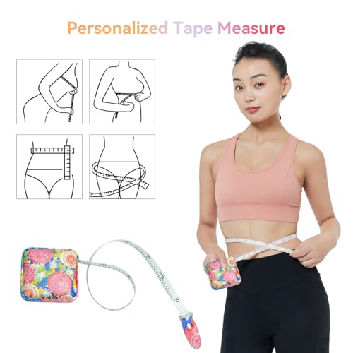 Mini Retractable Soft Tape Measure for Sewing, Cloth, Fabric, Body Measurements - color: peony