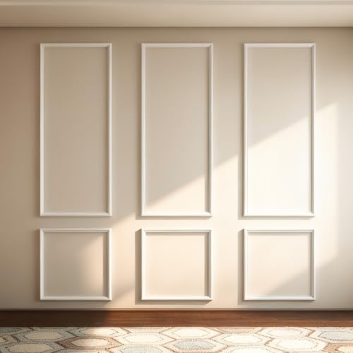 VCK Pre-Cut Wall Molding Set of 6 | Wainscoting Panels Kit for Accent Wall | Ready-to-Assemble Wall Panels for Living Room, Bedroom | Easy DIY Installation with Glue (3 Top & 3 Bottom) - size: 54x24
