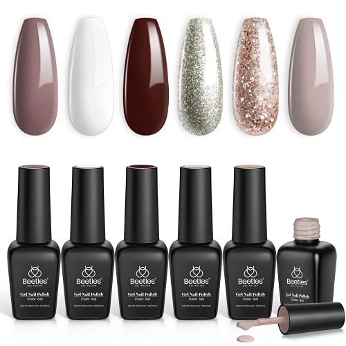 Beetles Gel Polish Set, 6 Colors Nude Brown Shimmer Gel Polish - color: A - Mixed Finishes | Ginerbread