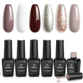 Beetles Gel Polish Set, 6 Colors Nude Brown Shimmer Gel Polish - color: A - Mixed Finishes | Ginerbread