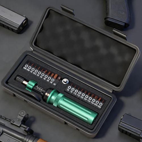 Inch Pound Torque Screwdriver Set, 10-70 in-lb, 1/4" Drive, 24 PCS - color: Army Green
