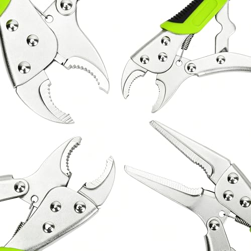 FASTPRO 4-Piece Locking Pliers Set with Heavy Duty Grip, Green - color: Green