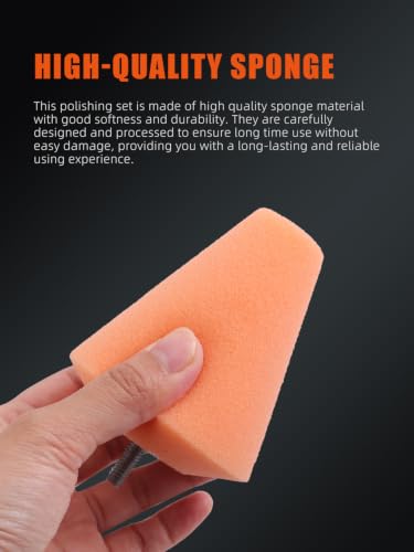 Polishing Cone, SPTA Car Wheel Hub Drill Buffing Sponge Pads Kit, Polishing Ball, 5 Pack Car Buffers and Polishers Kit, Attaches to Standard Household Drill