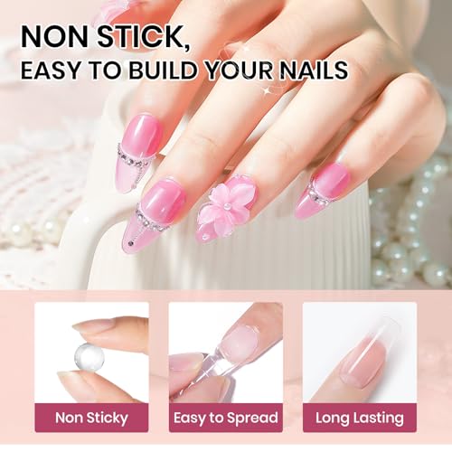 3d Nail Sculpting Gel Set: Clear White Solid Builder Gel for Nails | Nail Rhinestone Glue for 3d Nails Art Sculpture Molding Carving Extension All-in-1 Kit for Home DIY Manucure - color: Clear Clear and White