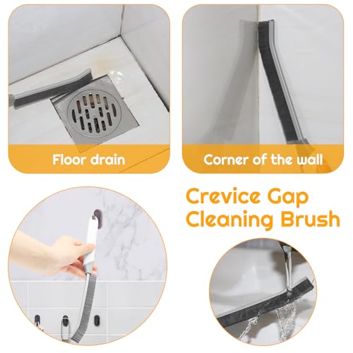 SUOXU Household Thin Cleaning Brushes,2pcs Hard Bristle Grout Scrub Brush Tool for Cleaning Tight Spaces in Home Kitchen Bathroom - color: White+grey×2