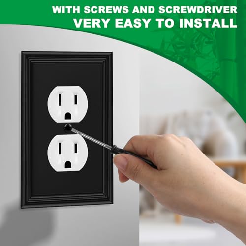 Matte Black Decorative Outlet Covers Wall Plates - 4 Pack - size: 1 Duplex 4 Pack