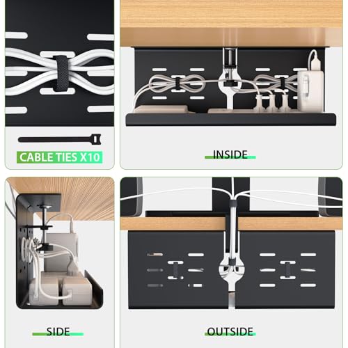 KEEGH 16 in Under Desk Cable Management Tray, Metal Cable Tary, 1 Pack - color: Black, size: 1 Pack