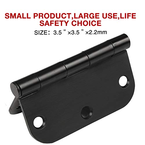 18 Pack Matte Black Door Hinges 3.5" Rounded 5/8" Radius No-Squeak - color: Matte Black No Squeak, size: 18 Pack