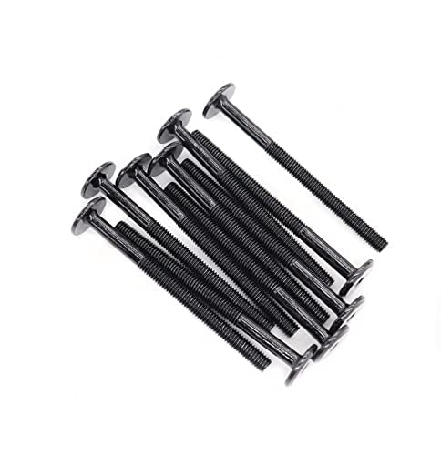 10 Pack 1/4"-20 x 100mm Joint Connector Bolts Screws, Hex Socket Head, Black, Half Thread, 4 Inches Long