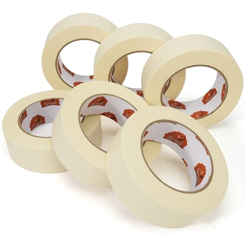 TAPEBEAR General Purpose Masking Tape Beige White 1.5" x 60Yards x 6Rolls - size: 1.5" x 60Yards x 6Rolls
