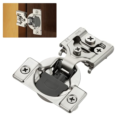 Satin Nickel Cabinet Hinges, 3/8 Inch Overlay, 10 Pack(5 Pairs) - size: 3/8 inch Overlay