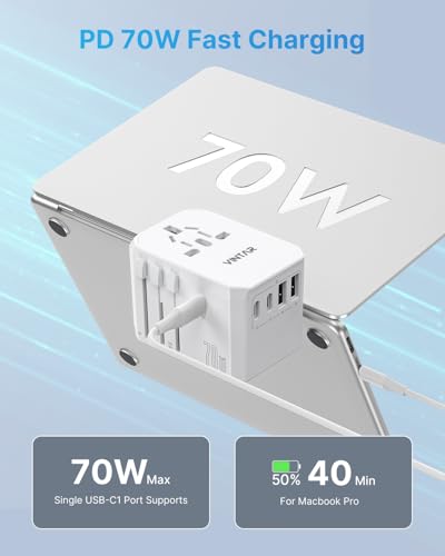VINTAR Universal Travel Adapter 70W GaN, 3USB-C & 2USB-A for Laptops - color: 70W White1