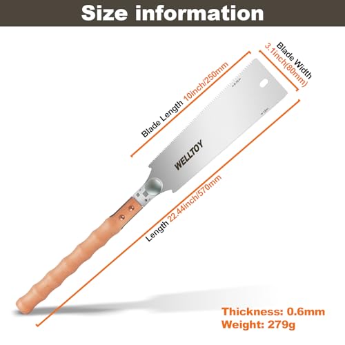 Japanese Pull Saw of Double Edge,10 Inch Hand Saw of 7-10/18 TPI Gradient Teeth, SK5 Flexible Replaceable Blades,with Non-Slip Bamboo Knot wooden Handle,Woodworking Tool for Hardwood & Softwood. - size: 10Inch