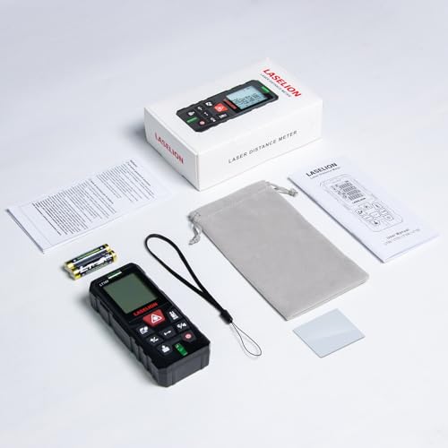 LT100 Laser Measure, 328ft/100m Laser Measurement Tool, with 2 Bubble Levels, Measuring Tool 4 Units Conversion、LCD Backlit Display, IP54 Waterproof, Pythagorean Mode for Distance, Area, Volume - size: 328ft