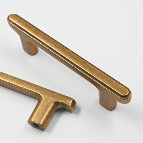 Asidrama 10 Pack 3 Inch(76mm) Antique Brass Kitchen Cabinet Handles, Cabinet Pulls Kitchen Cabinet Hardware for Cupboard Drawer Pulls - color: Antique Brass, size: 3" Hole Center, style: 10 Pack