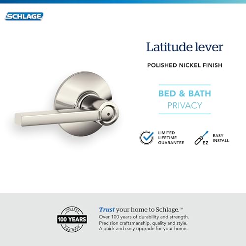 SCHLAGE F40 LAT 618 Latitude Privacy, 1 Pack, Polished Nickel - color: Polished Nickel, size: Standard