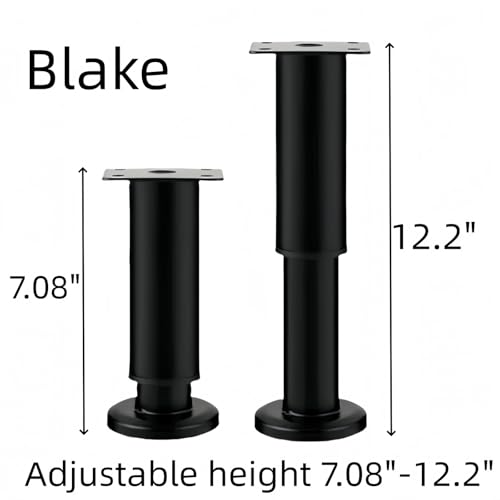 4Pcs Black Adjustable 7.08-12.2 Inch Metal Furniture Legs for Cabinet Sofa - color: Black, size: 7.08"-12.2"-Set of 4