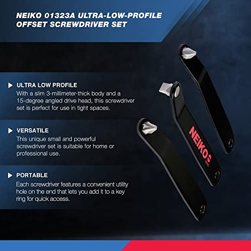 NEIKO 01323A Ultra Low Profile Offset Screwdriver Set | 5-Piece | S2 Steel | Phillips, Pozidriv, and Slotted - style: Screwdriver