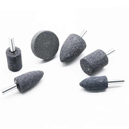 6PCS Abrasive Grinding Wheel Bits for Rotary Tools, 1/4 Inch Shank Abrasive Wheels Set for Drill & Die Grinder, Includes 3 Shapes - Aluminum Oxide 80 Grit - size: 6PCS